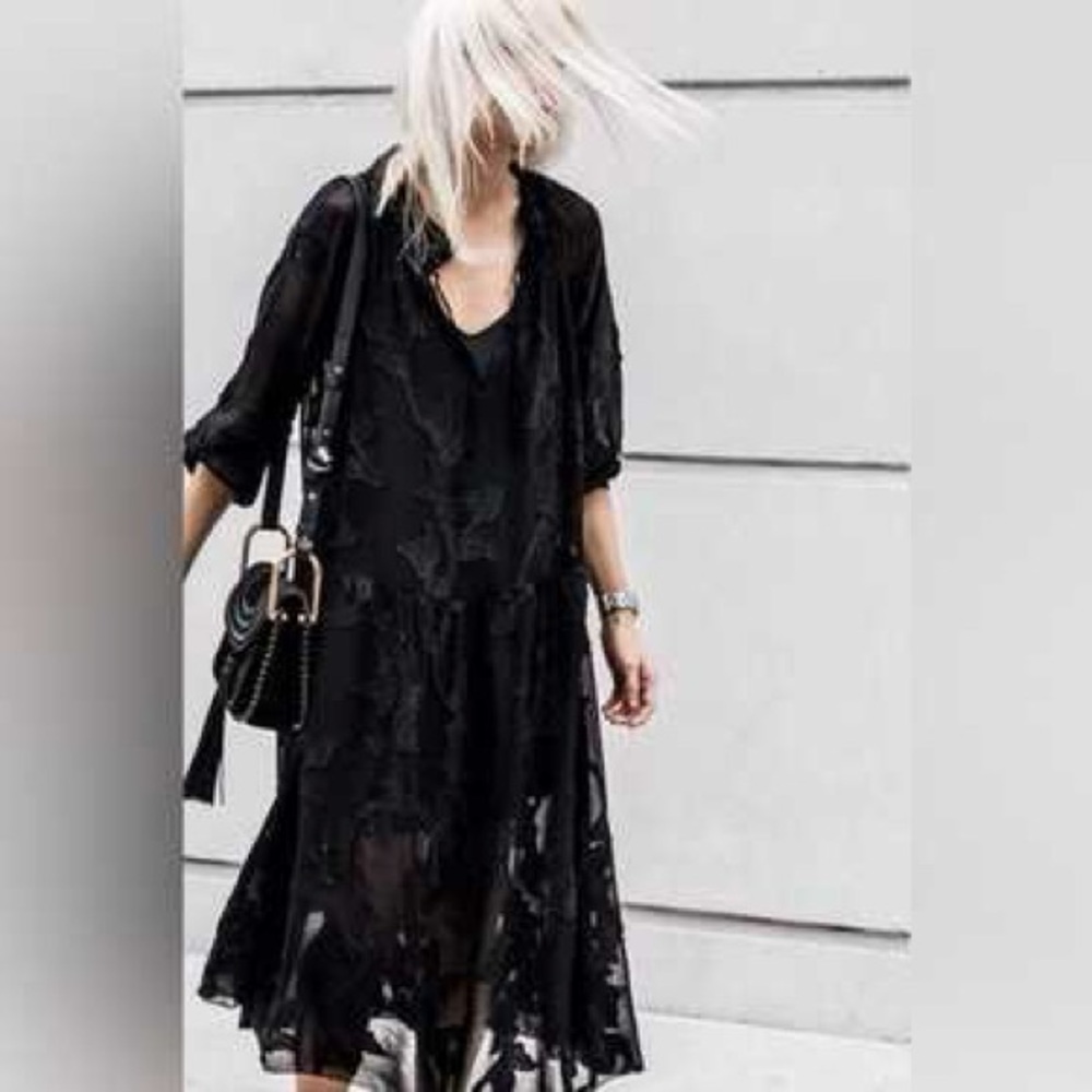 Wilfred Black Sheer Midi Dress